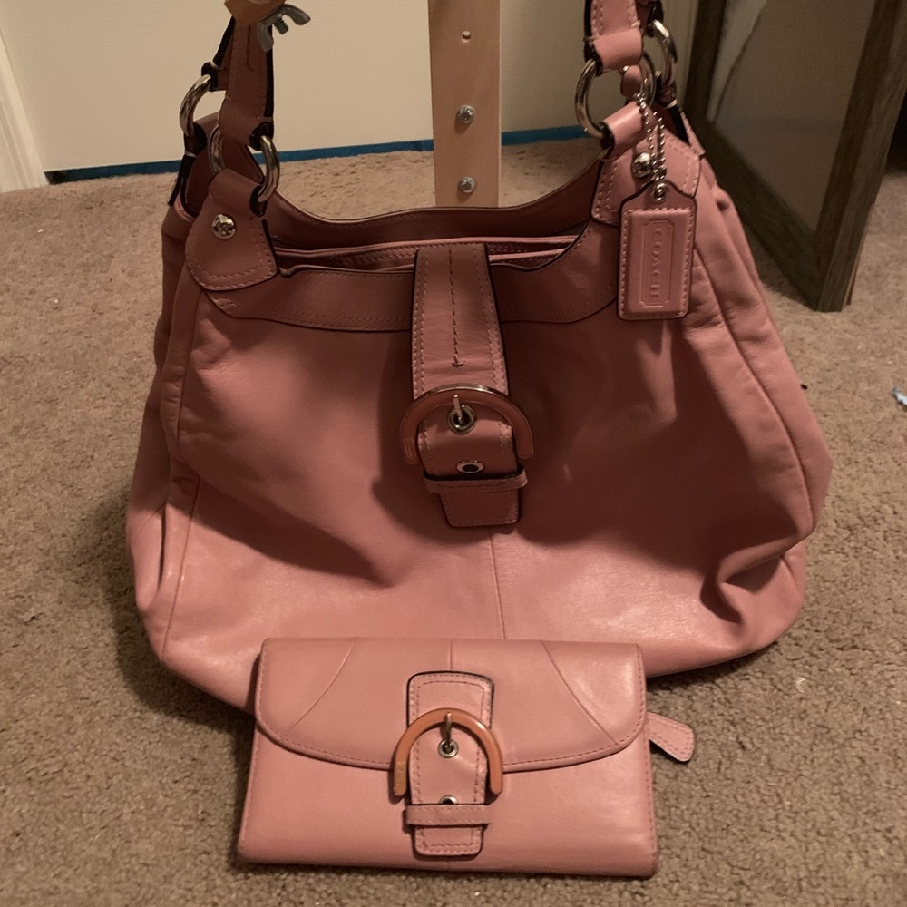 Pink Coach purse with wallet